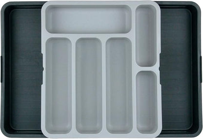Furndiy Expandable Drawer Organizer Utensil Tray for Kitchen | Flatware and Cutlery Holder, Compact Storage for Spoons Forks Knives | Cutlery Utensil Set for | Based in USA