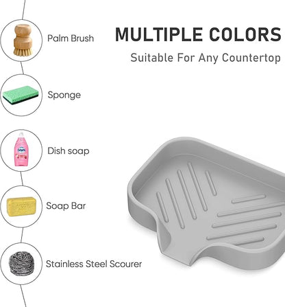 Silicone Soap Holder, 4 Pcs Thickened High-Purity Silicone, Self-Draining Soap Tray for Shower (Gray)