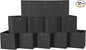 Foldable Storage Cubes Bins ,11 Inch Cloth Storage Cube Fabric Storage Box Cubes Organizer Baskets with Handles for Home Organizer Set of 12 (Black)