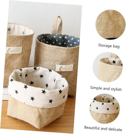 BESTYASH Japanese Style Yellow Cotton Linen Hanging Storage Bag Wall-Mounted Organizer Versatile Door Storage Pouch for Small Spaces and Easy Access