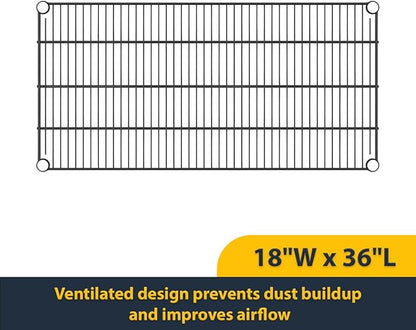 2 Pack Black Additional Wire Shelf for 18" x 36" Shelving Units, Replacement Shelves for Wire Rack