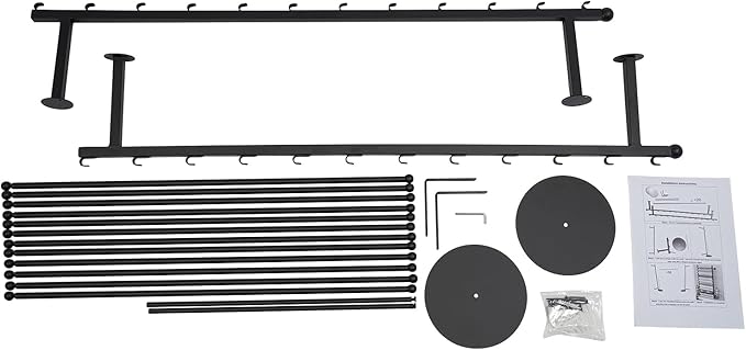 DYRABREST Wall Mounted Ribbon Organizer Rack, Metal Wrapping Paper Organizer Storage, Removable 12-Tier Hijab Organizer, 50lbs Load Capacity for Home, Craft Room, Flower Shop (Black, 31.5 x 47.2 in)