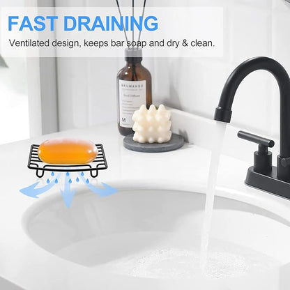 Soap Dish, Stainless Steel Bar Soap Holder for Shower Bathroom, Rust Proof Self Draining Soap Tray, Black-1 Pack