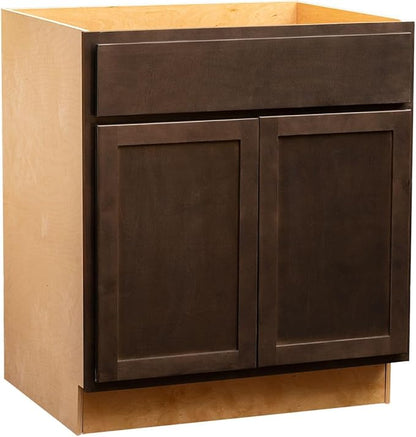 Quicklock RTA (Ready-to-Assemble) | Base Kitchen Cabinets - Shaker Style | Made in America (Espresso Stain, 33" Wx34.5 Hx24 D Base)