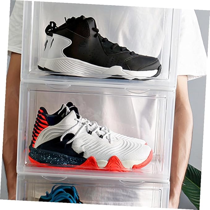 SEWACC Shoe Storage Boxes with Magnetic Door Dustproof Stackable Shoe Organizer Containers for Home Closet for Sneakers and Boots