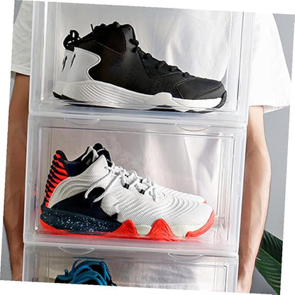 SEWACC Shoe Storage Boxes with Magnetic Door Dustproof Stackable Shoe Organizer Containers for Home Closet for Sneakers and Boots