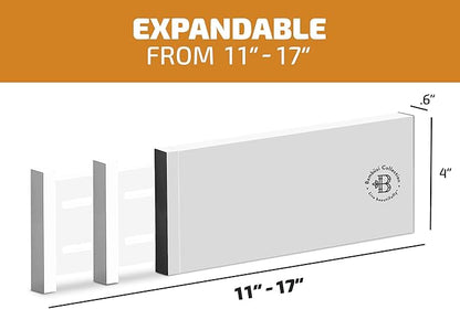 6-Pack Drawer Dividers 4 Inch High, 11”-17" Adjustable Bamboo Organizers Large Expandable Drawer Separators for Cloths, Dresser, Bedroom, Bathroom, Baby Drawer, Office & Kitchen Utensils (White)