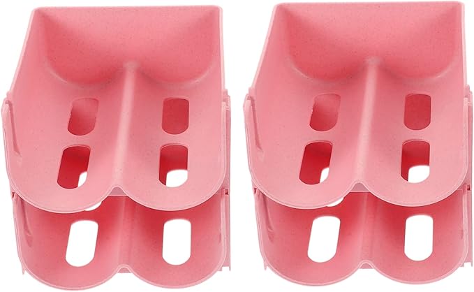 4Pcs Stackable Soda Dispenser Rack Organizer for Fridge Wine Holder and Beverage Storage Space Saving Design for Cans and Bottles Neat Storage Pink