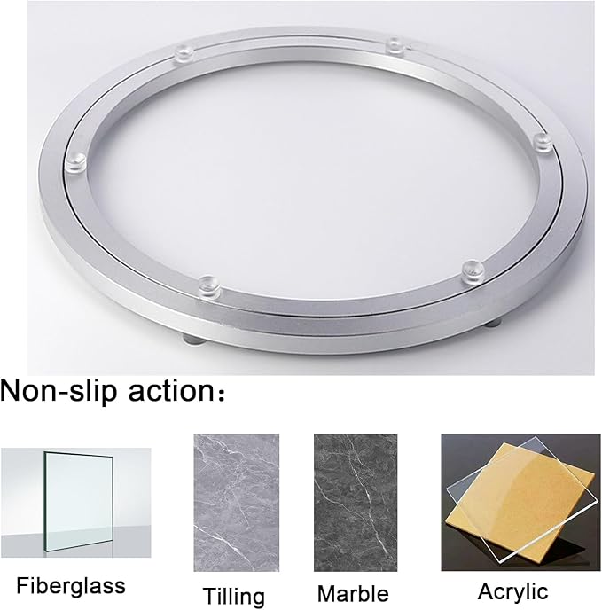 Non-Slip Lazy Susan Hardware Rotating Turntable Bearings Swivel Plate Hardware Aluminum Metal for Dining-Table and Workbench (12 Inchs) …