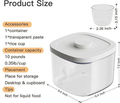 10 Lbs Storage Container Bin Rice Dispenser with Measuring Cup Food Cereal Container Bins Household for Kitchen Pantry Organization