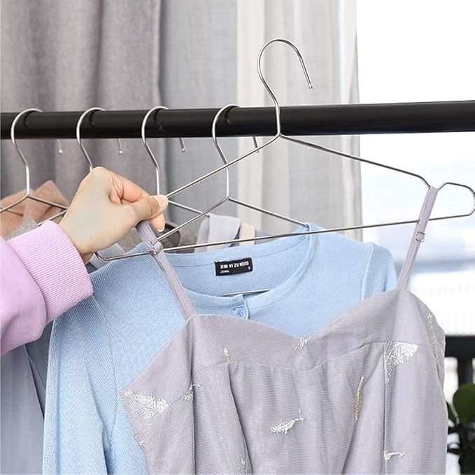 Seropy 30 Pack 16.5 Inch and 50 Pack 17.7 Inch Metal Clothes Heavy Duty Stainless Steel Coat Hangers with Anti-Slip Notch