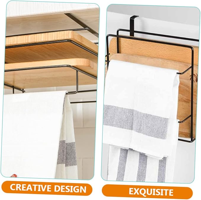 2Pcs Cabinet Organizer Set Over Door Storage Rack with Double Hooks for Towel and Cutting Board Stylish and Space Saving for Spaces for Kitchen Organization