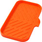 MicoYang Silicone Bathroom Soap Dishes with Drain Spout-Bathroom and Kitchen Sink Organizer,Sponge Holder,Dish Soap Tray,Perfect for Dispenser,Scrubber,Bottle,Cup on Sink or Counter-Orange 9.6"×5.3"