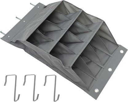 KESYOO Wall-Mounted Storage Pouch Gray 12-Compartment Multi-Function Hanging Door Organizer Mesh Pockets Space-Saving Storage Bag for Dormitory and Home Use