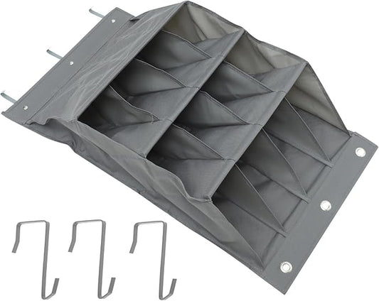 KESYOO Wall-Mounted Storage Pouch Gray 12-Compartment Multi-Function Hanging Door Organizer Mesh Pockets Space-Saving Storage Bag for Dormitory and Home Use