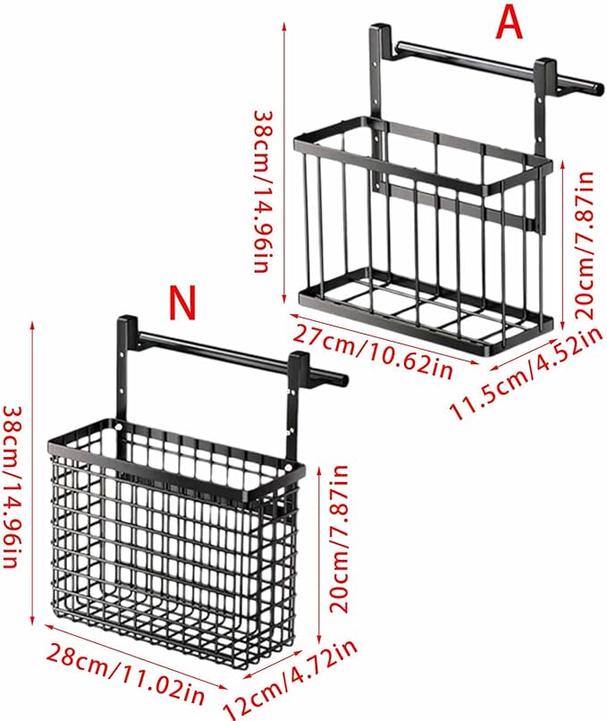 XISAOK Over The Cabinet Door Organiser Storage Basket with Adjustable Heights for Kitchen and Bathroom Home Organization Tool