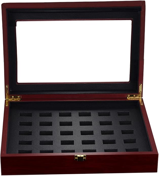 Large Wooden Display Box Case for Championship Rings Storage 290x230x75mm - Your Rings from Scratches - Great for Sports Collectors and Wedding Bands