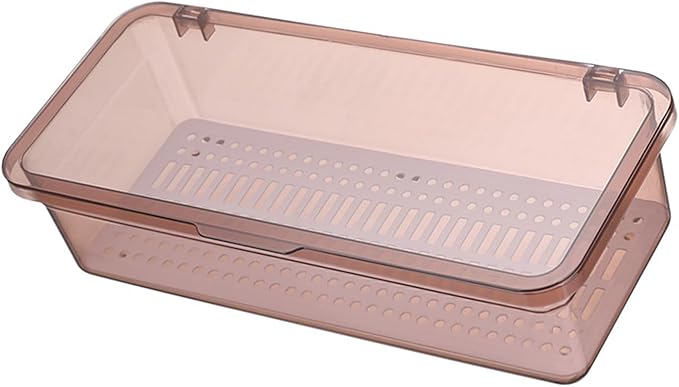 2PCS Silverware Organizer with Lid, Silverware Tray with Drainer Kitchen Cutlery Tray and Utensil Storage Container to Keeps Your Cutlery Organized (Pinkish)