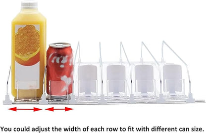 Drink Organizer for Fridge, Automatic Soda Soda Can Organizer with Adjustable Pusher Glide, ABS White Refrigerator Soda Can Organizer, Automatic Drink Dispenser for Beverage(38cm / 15in)