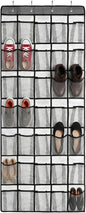 Over the Door Shoe Organizer with 35 Large Pockets Hanging Shoe Rack Storage Holder for Men Women Gray