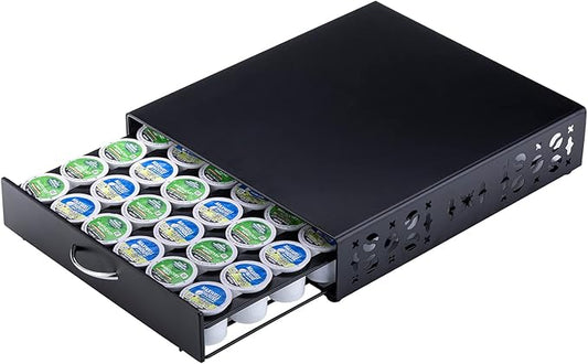 K Cup Pod Holde iron Top Drawer,Coffee Pod Holder Capsule Display Storage compatibility 42 k cup (Black)