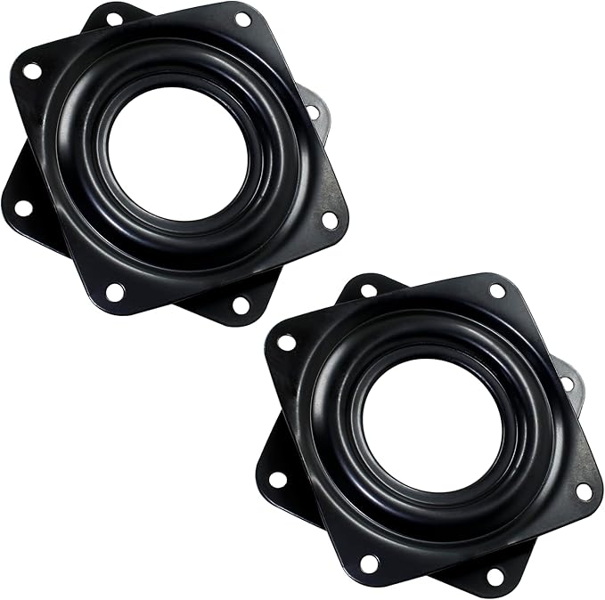2pcs 3" Square Lazy Susan Turntable Heavy Duty Lazy Susan Hardware, Steel Ball Bearing Rotating Tray Swivel Plate for Dining Table, Stool Chair, Pantry, Organizer (Black)