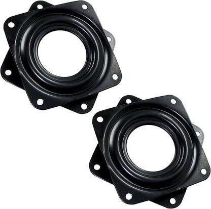 2pcs 3" Square Lazy Susan Turntable Heavy Duty Lazy Susan Hardware, Steel Ball Bearing Rotating Tray Swivel Plate for Dining Table, Stool Chair, Pantry, Organizer (Black)