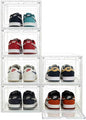 Stackable Storage Shoe Box with Magnetic Side Opening Door, Thick and Sturdy Transparent Plastic, Suitable for Floor Standing Shoe Racks and Storage in Wardrobes - 6Pcs