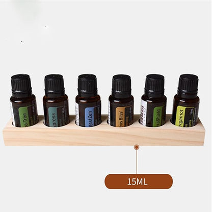 RoseFlower 6 Slots Wooden Essential Oil Organizer, Nail Polish Shelf, Durable wood Makeup Display Stand, Makeup Storage Rack for Tabletop Essential Oils Perfume Rack for 5/10/15/20ml Bottles
