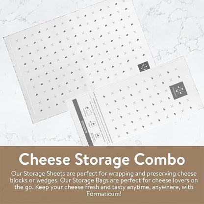 Formaticum - 10-Pack Reusable Cheese Storage Bags | Size 5" x 11" | Professional-Grade Cheese Strorage Bag | Store Cheese, Sandwiches, and Charcuterie | Kitchen Organization | Manufactured in Germany