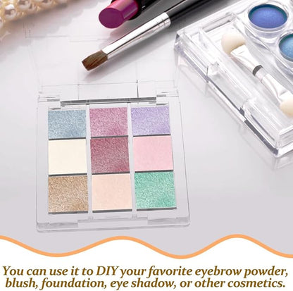 NOLITOY 2pcs Compact Transparent Empty Eyeshadow Box 9-Color Diy Refillable Makeup Palette Travel-Friendly Cosmetic Container 2.56 Inches