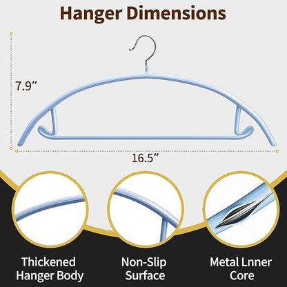14 Pack Clothes Hangers, Curved No Shoulder Bump Sweater Hangers, Multi-Color Non-Slip Space Saving Heavy Duty Metal Hangers for Closet, Shirts, Pants, Coats, Jackets & Suits