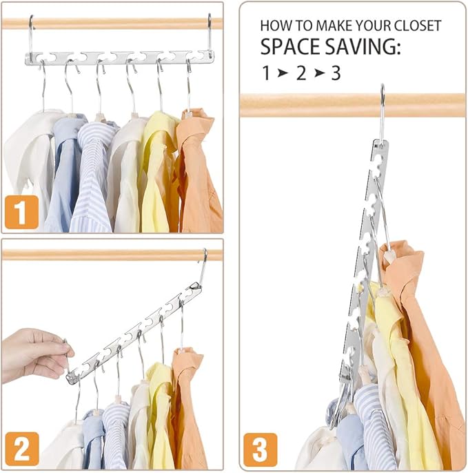 Metal Magic Hangers Space Saving Clothes Hangers Closet Space Saver Clothing Hanger Oragnizer for Wardrobe Space,Wrinkle-Free Clothes（Pack of 12）