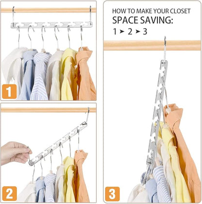 Metal Magic Hangers Space Saving Clothes Hangers Closet Space Saver Clothing Hanger Oragnizer for Wardrobe Space,Wrinkle-Free Clothes（Pack of 12）