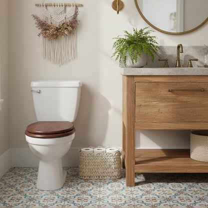 Coeusy Toilet Paper Storage Basket,Boho Decorative Scalloped Baskets,Coastal Bathroom Decor,Hand-Woven Plastic Wicker Bathroom Accessories Organizer