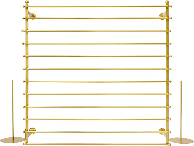 Wall Mounted Display Rack, 12 Layer Wall Wrapping Paper Ribbon Organizer, Scarves Tie & Scarf Rack Belts Towel Holder for Home, Retail Stores, Flower Shop (Gold)