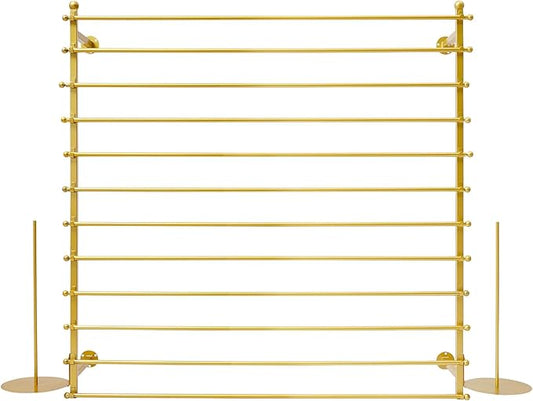 Wall Mounted Display Rack, 12 Layer Wall Wrapping Paper Ribbon Organizer, Scarves Tie & Scarf Rack Belts Towel Holder for Home, Retail Stores, Flower Shop (Gold)