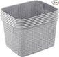 Sterilite 6-Pack Tall Weave Basket, Woven Plastic Storage Baskets for Organization, Cement Gray - Organizing Bin Containers with Handles for Bedroom, Bathroom, Dorm, Laundry Room, and Closet