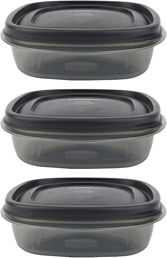 Bundle Food Storage Container Set, Easy Find Lids with Chalk Pen And Chalk Labels (Silver, 3 Cup Pack of 3)