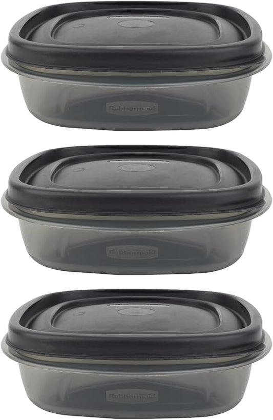 Bundle Food Storage Container Set, Easy Find Lids with Chalk Pen And Chalk Labels (Silver, 3 Cup Pack of 3)