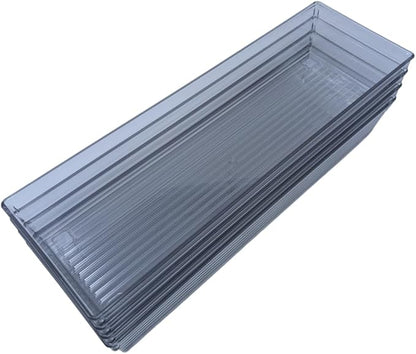 4 Pack 12"x 4" Clear Plastic Desk Drawer Organizer Tray Bathroom Office Kitchen Utensils Silverware Desk Drawer Storage Bins Container for Dresser Cosmetics Toiletries