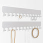 Necklace Holder Wall Organizer - Jewelry Hanging Hooks for Necklaces, Bracelets, Earrings - Easy Stick-On Installation - Space-Saving Metal Design, Silver