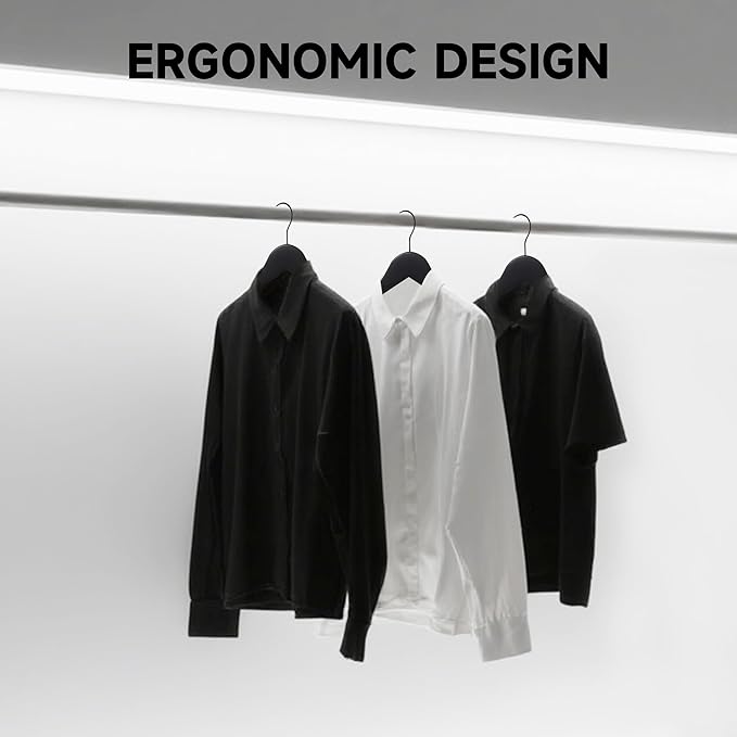 Quality Wooden Clothes Hangers, Solid Wood Suit & Coat Hangers with Pants Bars, Swivel Hook, Shoulder Notches, Heavy Duty Hangers for Shirts, Jackets, Dresses & Trousers(Black/96-Pack)