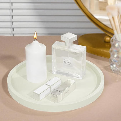 Silicone Bathroom Tray, 9" Round Cream Vanity Organizer – Decorative Countertop Tray for Soap, Candle, Perfume, Kitchen & Coffee Table