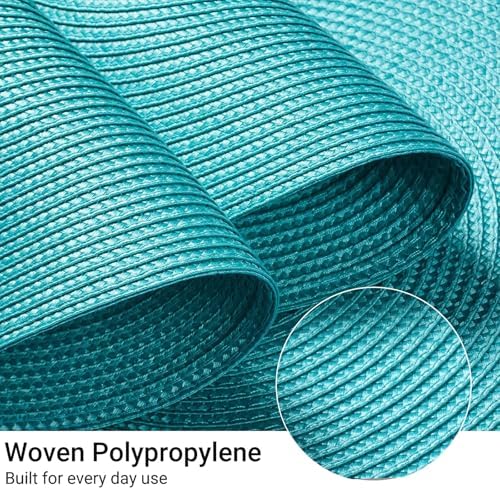 FunWheat Round Braided Placemats Set of 6 Table Mats for Dining Tables Woven Washable Non-Slip Place mats 15 inch(Turquoise, 6pcs) - Image 4