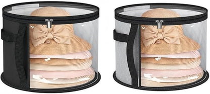 Breathable Hat Organiser Bag Foldable Caps Holder Hat Storage Bucket with Handle for Travel and Home Use