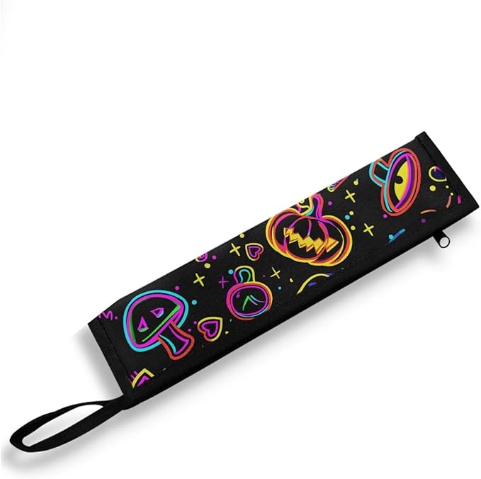 Portable Travel Tableware Box Trippy Pumpkin Mushroom Flatware Storage Box Case Travel Utensils Cutlery Case with Bag for Fork Spoon Chopsticks