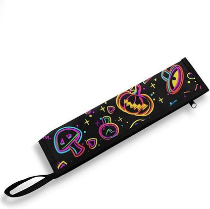 Portable Travel Tableware Box Trippy Pumpkin Mushroom Flatware Storage Box Case Travel Utensils Cutlery Case with Bag for Fork Spoon Chopsticks