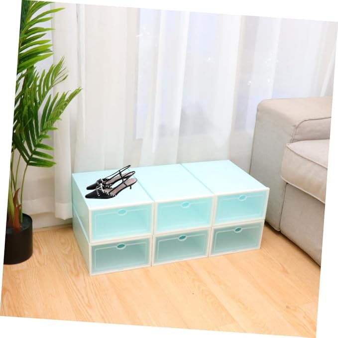 6pcs Shoe Organizer Space Saver Thicken Shoe Boxes Storage Bin Lids for Closet and Entryway