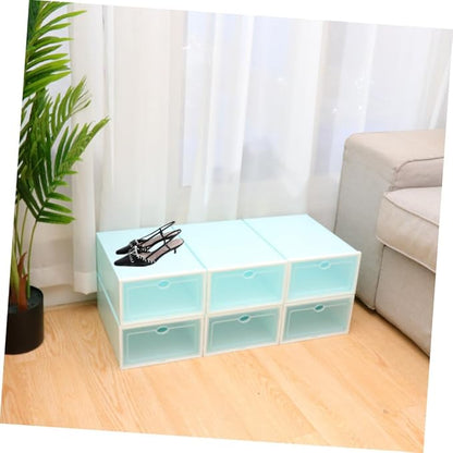 6pcs Shoe Organizer Space Saver Thicken Shoe Boxes Storage Bin Lids for Closet and Entryway